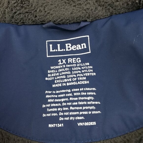 LL Bean Coat Winter Warmer Jacket Sherpa Lined Quilted Blue Womens 1X - Picture 4 of 8